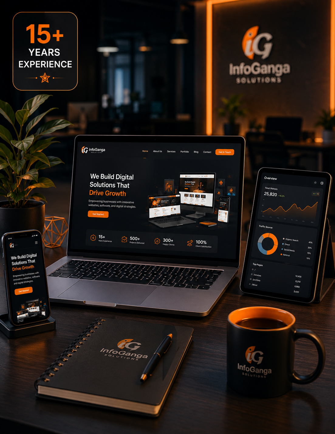 Professional Website Development Workspace by InfoGanga Solutions